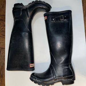 Hunter Rain Tall Boots Size 6 Black